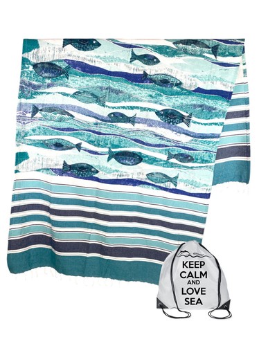 Telo mare fouta pesci blu - telo,